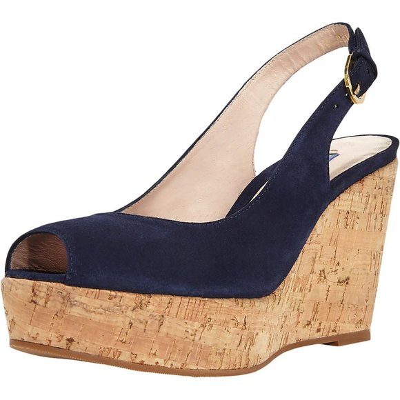 STUART WEITZMAN Jean Blue Suede Espadrille Sandals - Picture 1 of 10
